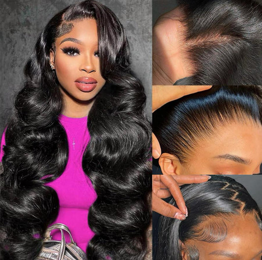 Ashbella 200% Density Lace Front Wig Human Hair Pre Plucked Pre Bleached HD Lace Frontal 13x6 Body Wave Wig